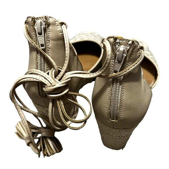 ComfortView Ryann Crochet Espadrilla Wedge Heels sz 8 Wide Lace Up Ankle - Picture 9 of 15